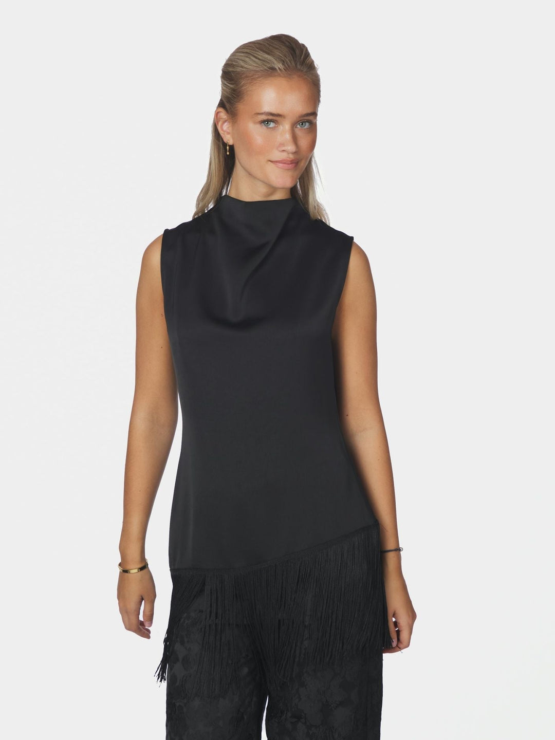 Neo Noir - Eviane Fringe Top 170300 - 100 - Black
