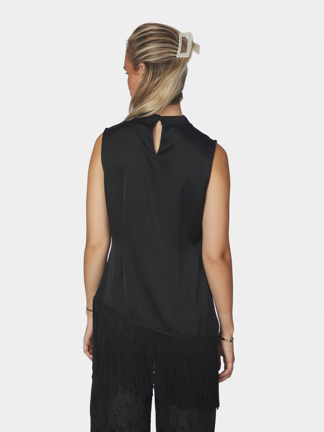 Neo Noir - Eviane Fringe Top 170300 - 100 - Black