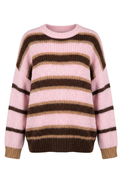 A-Bee - Hallie 6136 - Camel / Pink / Brown Stripe Strikbluser 