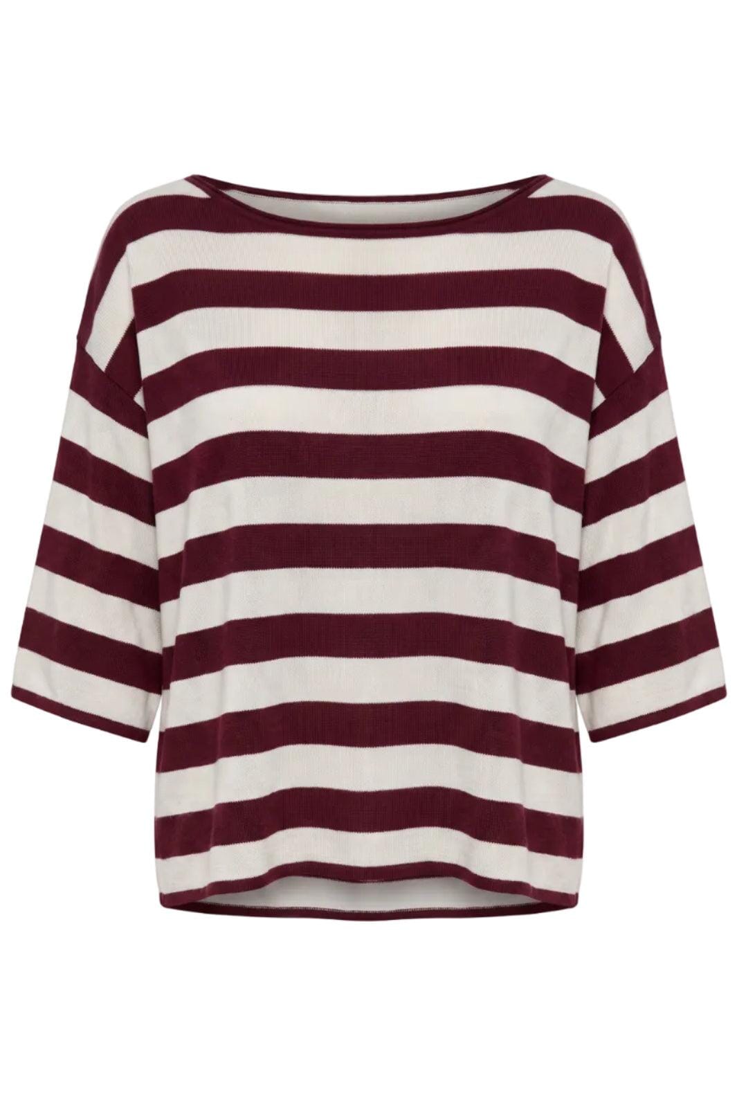 A-Bee - Ivy 70125 - Burgundy / Off-White Stripe T-shirts 