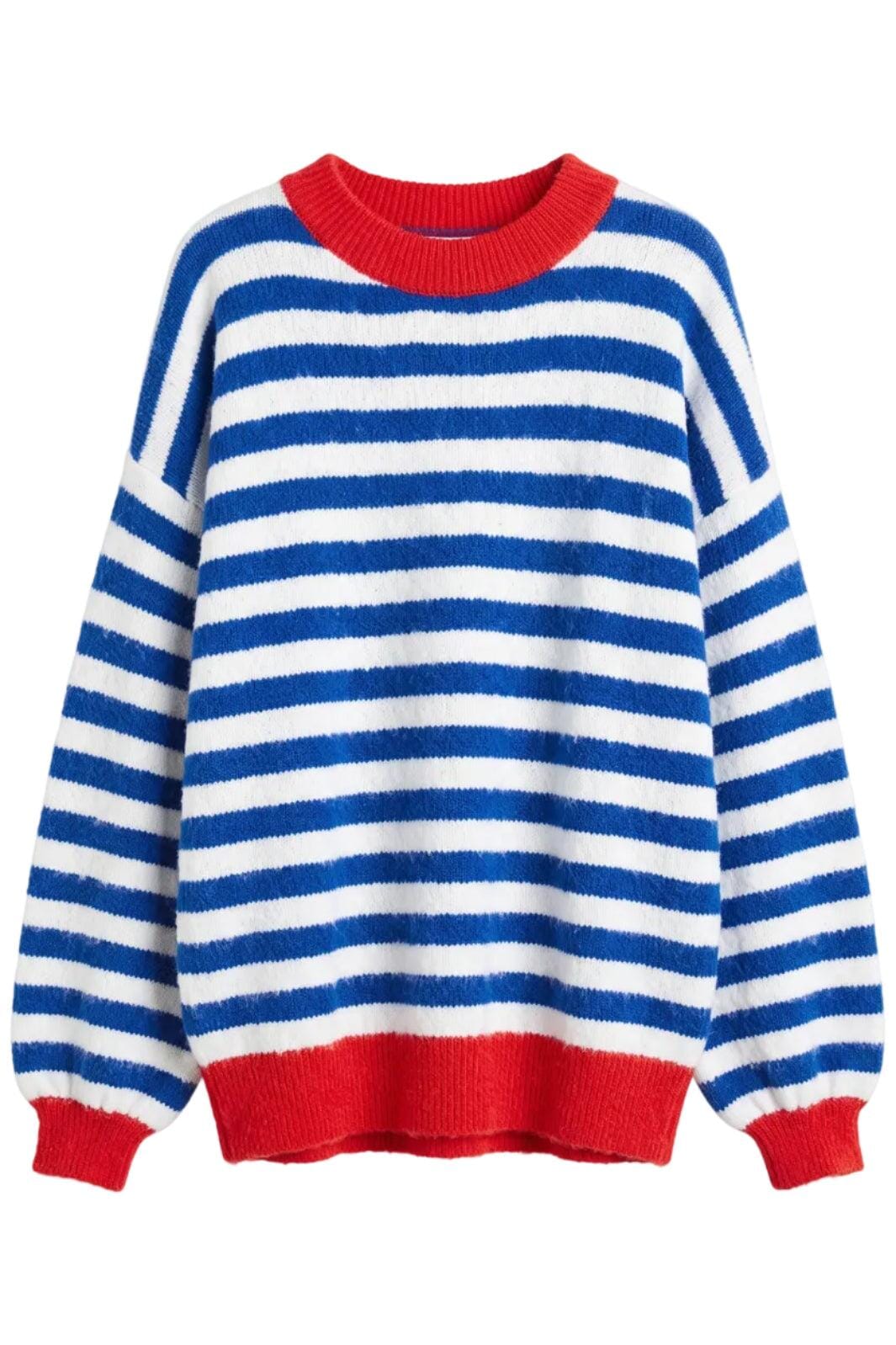A-Bee - Savannah W6038 - Blue / White Stripe, Red Trim Strikbluser 