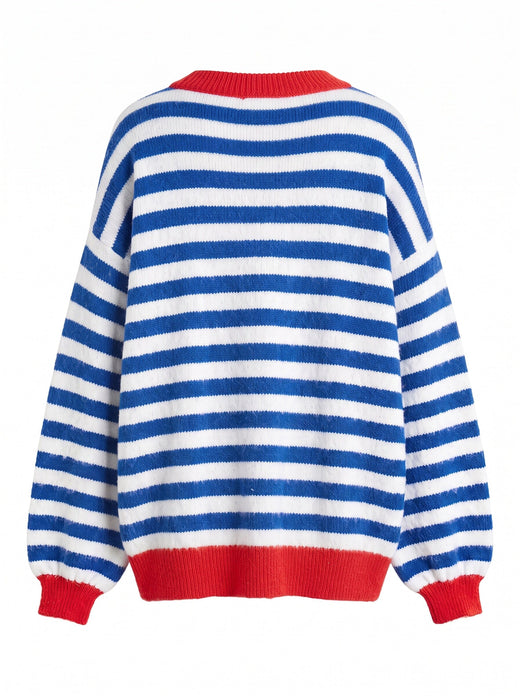 A-Bee - Savannah W6038 - Blue / White Stripe, Red Trim Strikbluser 
