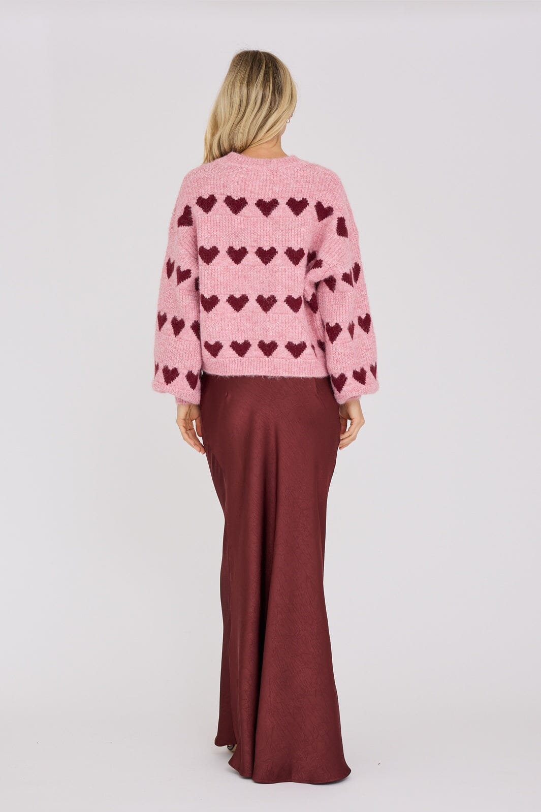 A-View - Heart Knit Pullover AV6034 - 373 - Bordeaux/Rose