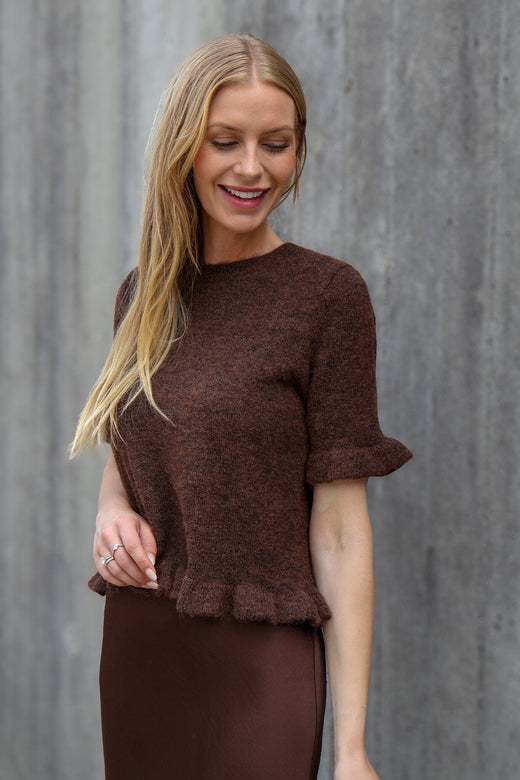 A-View - Landy Knit Blouse AV8227 - 194 - Dark Brown Bluser 