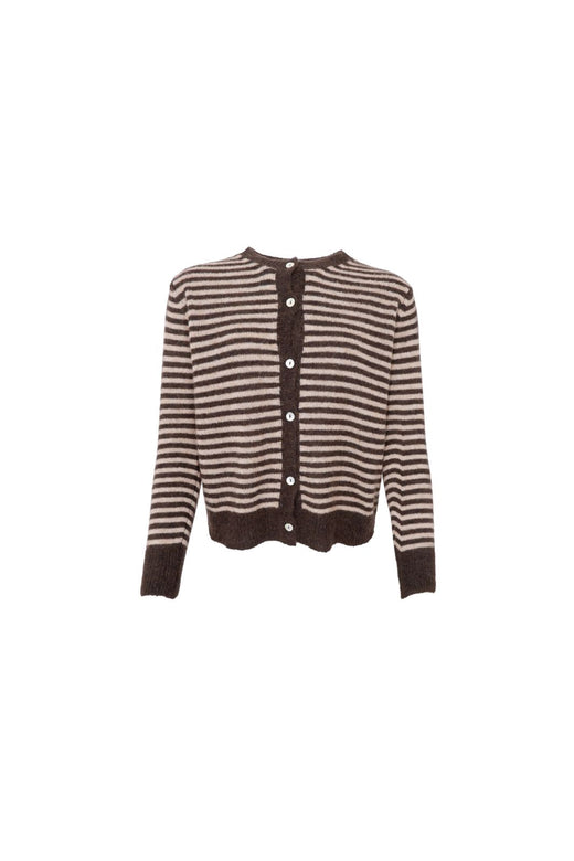 Black Colour - Bcdell Striped Knit Cardigan 1257 - Coffee