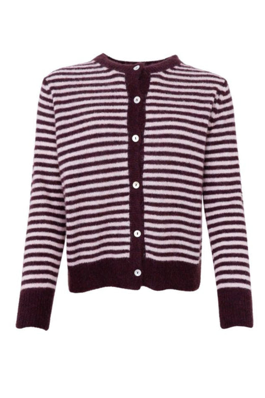 Black Colour - Bcdell Striped Knit Cardigan 1257 - Plum