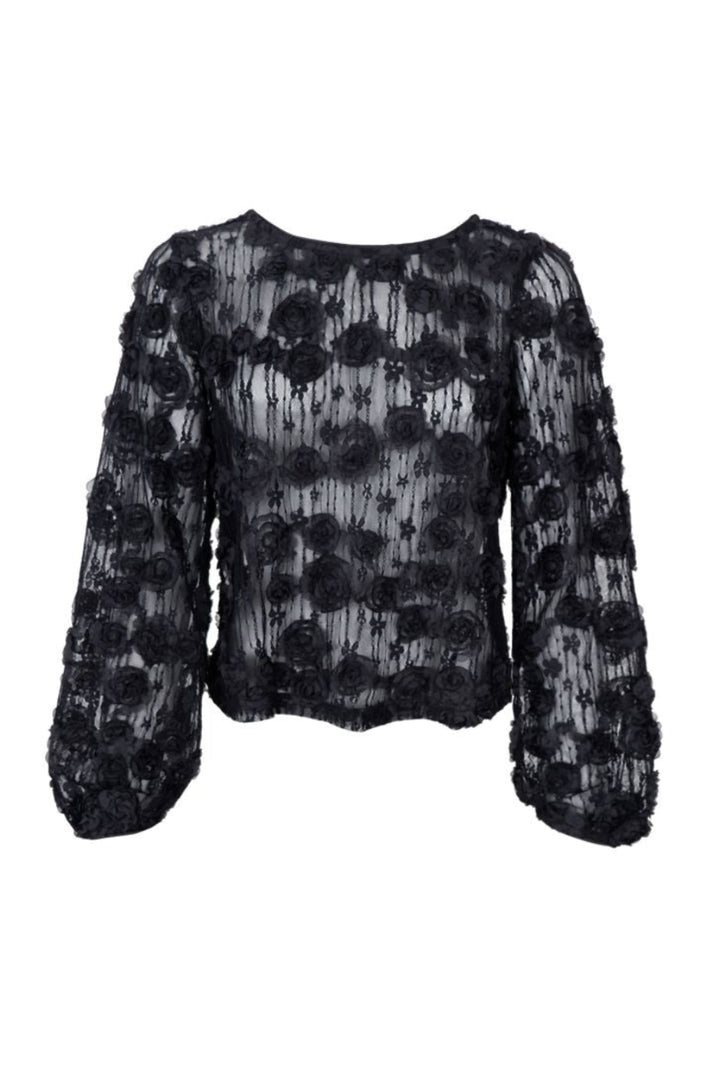 Black Colour - Bcelloise Flower Patch Blouse 41281 - Black