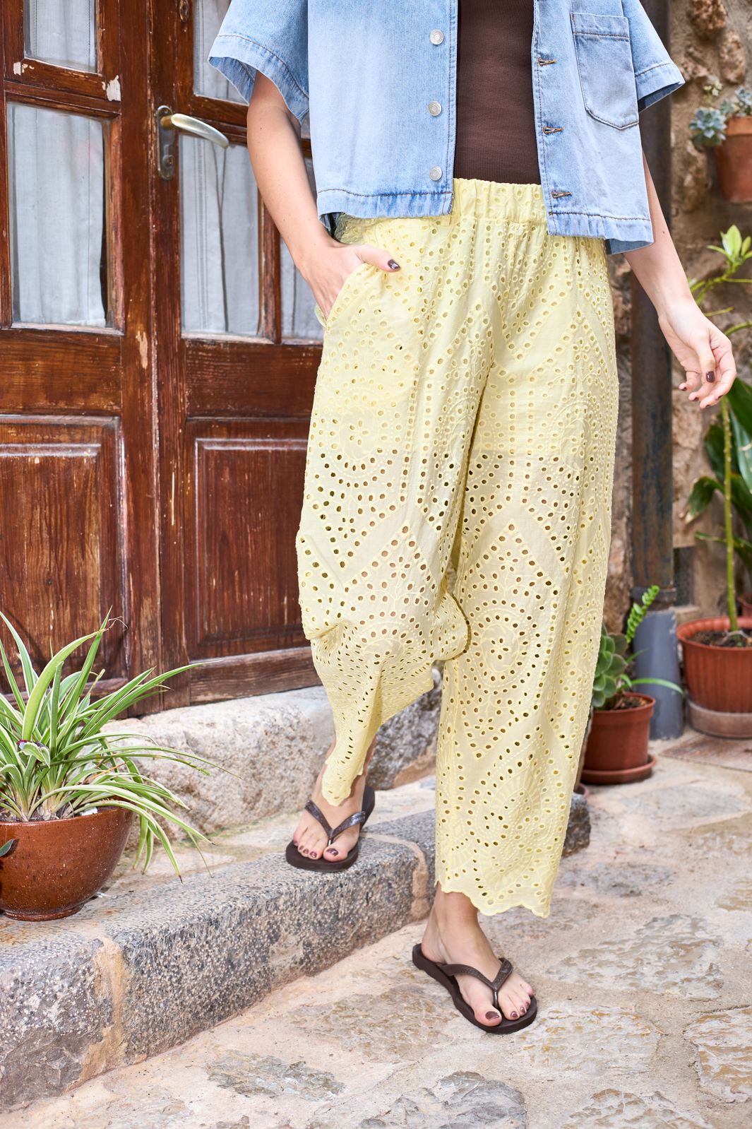 Black Colour - Bcfrey Barrel Lace Pant 41196 - Lt. Yellow