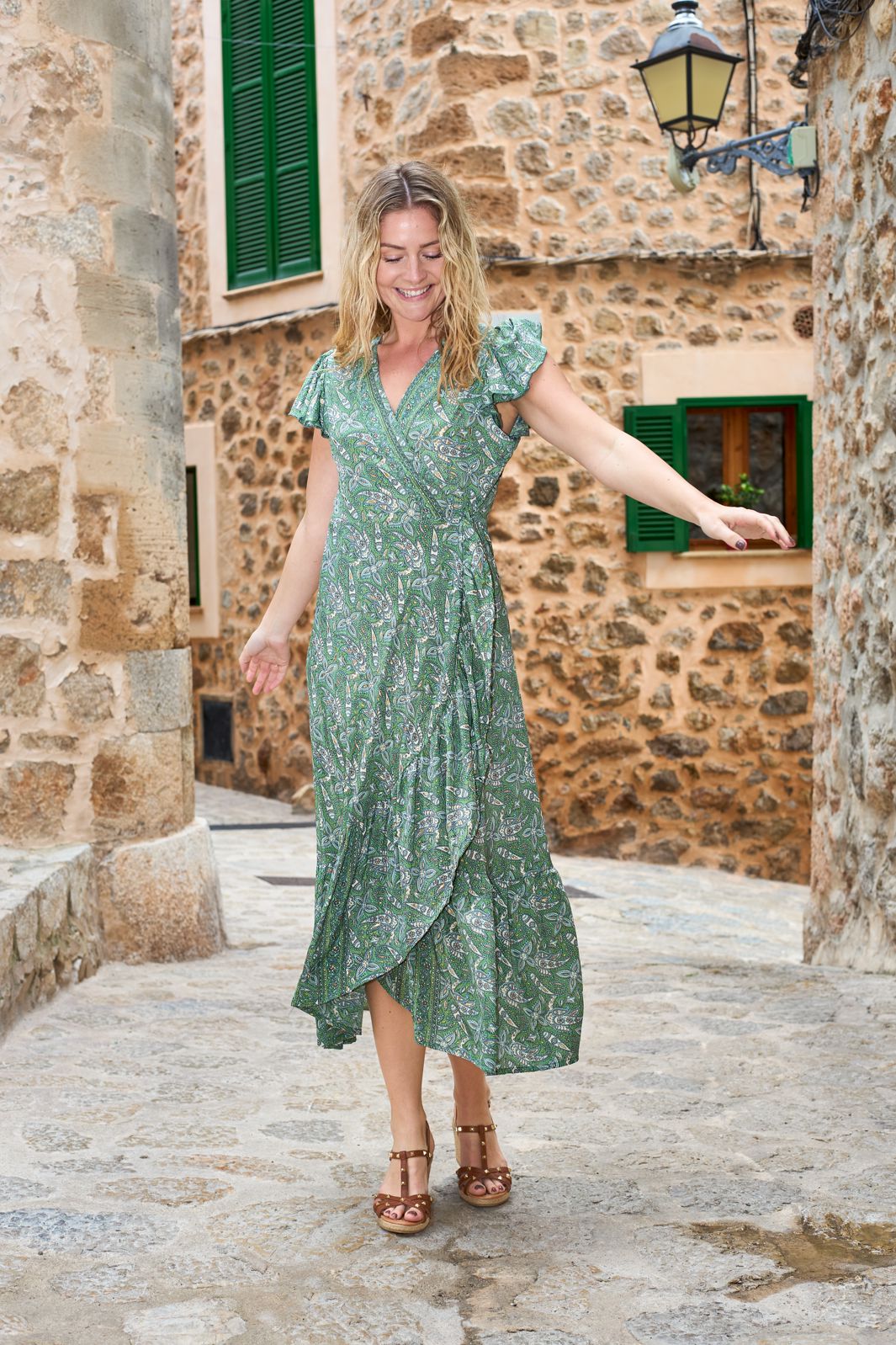 Black Colour - Bcluna Flared Wrap Dress 39151 - Glory Green