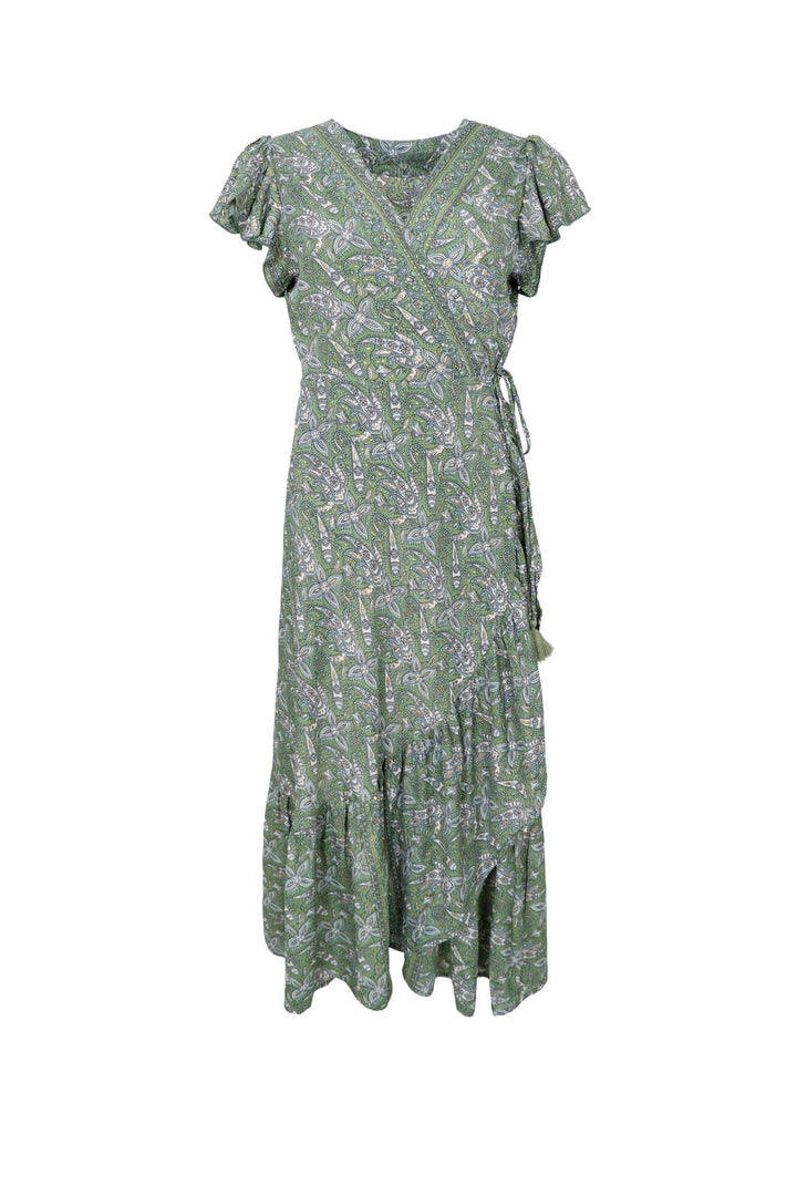 Black Colour - Bcluna Flared Wrap Dress 39151 - Glory Green