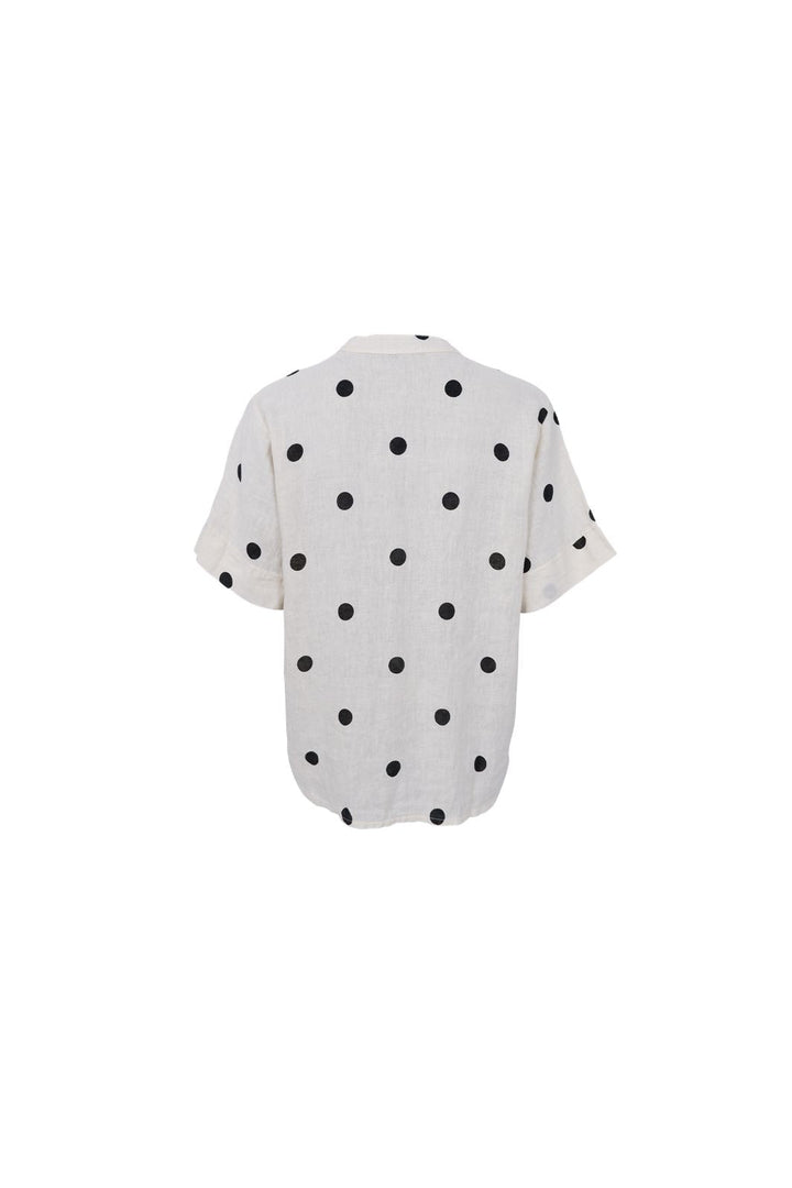 Black Colour - Bcmelina Ss Linen Blouse 40842 - Dot
