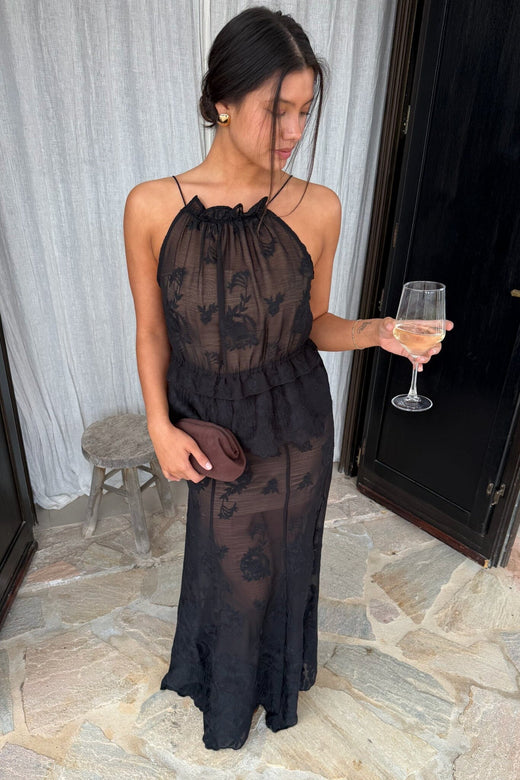 BYIC - Ellinoric Lace Maxi Skirt - vb Vintage Black Nederdele 