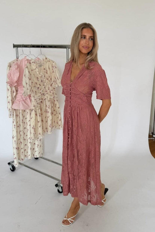BYIC - Adeliaic Long Dress A23876 - Dusty Rose Lace Kjoler 