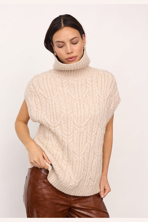 Co´Couture - 32222 Rowcc Oversize Cable Knit Vest 500112 - 10003 - Creme