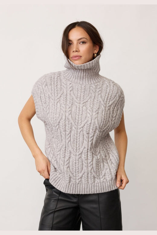 Co´Couture - 32222 Rowcc Oversize Cable Knit Vest 500112 - 65006 - Grey Melange