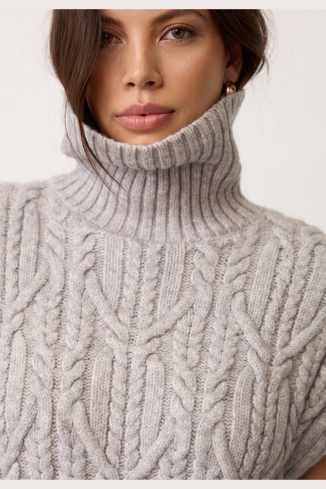 Co´Couture - 32222 Rowcc Oversize Cable Knit Vest 500112 - 65006 - Grey Melange
