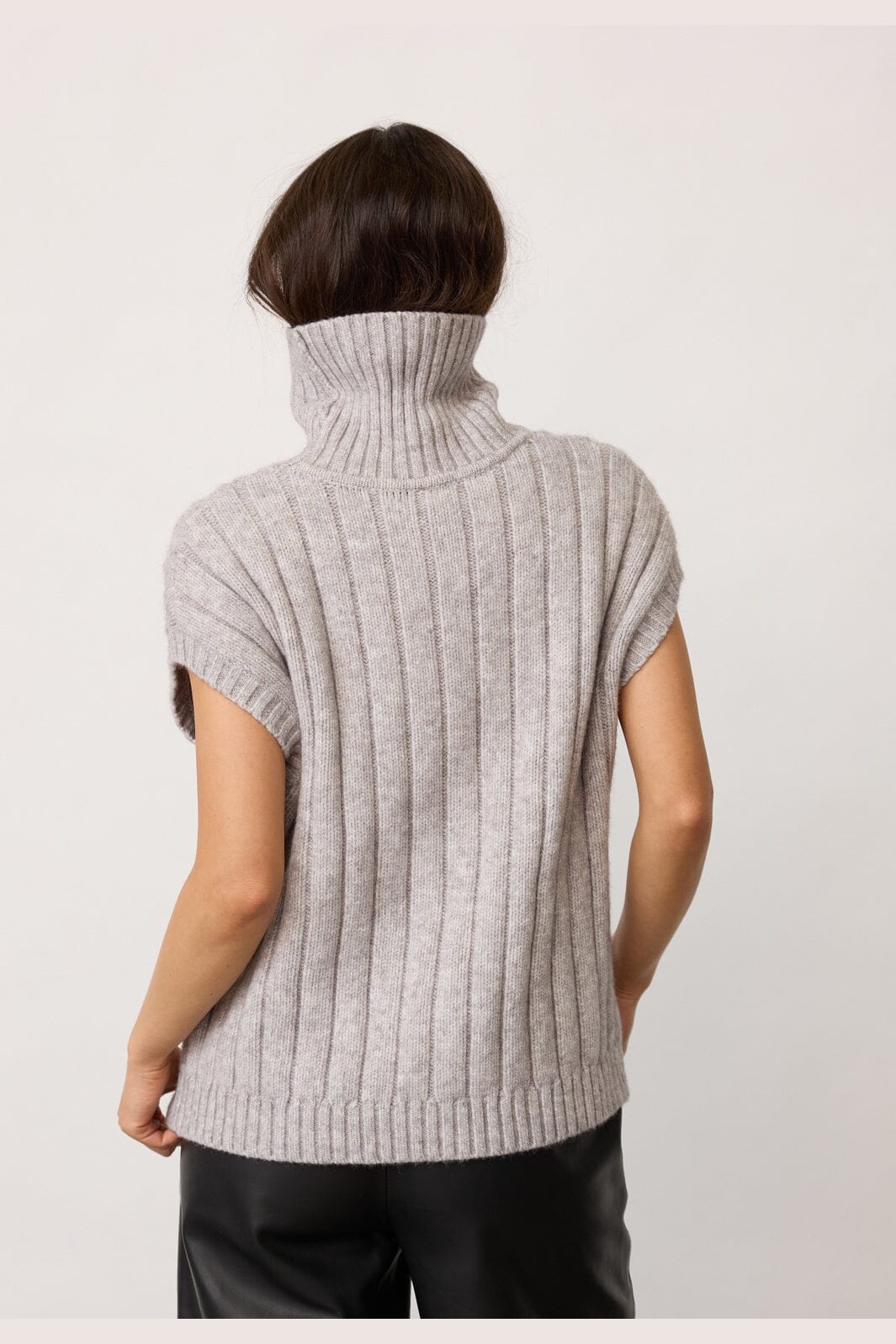 Co´Couture - 32222 Rowcc Oversize Cable Knit Vest 500112 - 65006 - Grey Melange