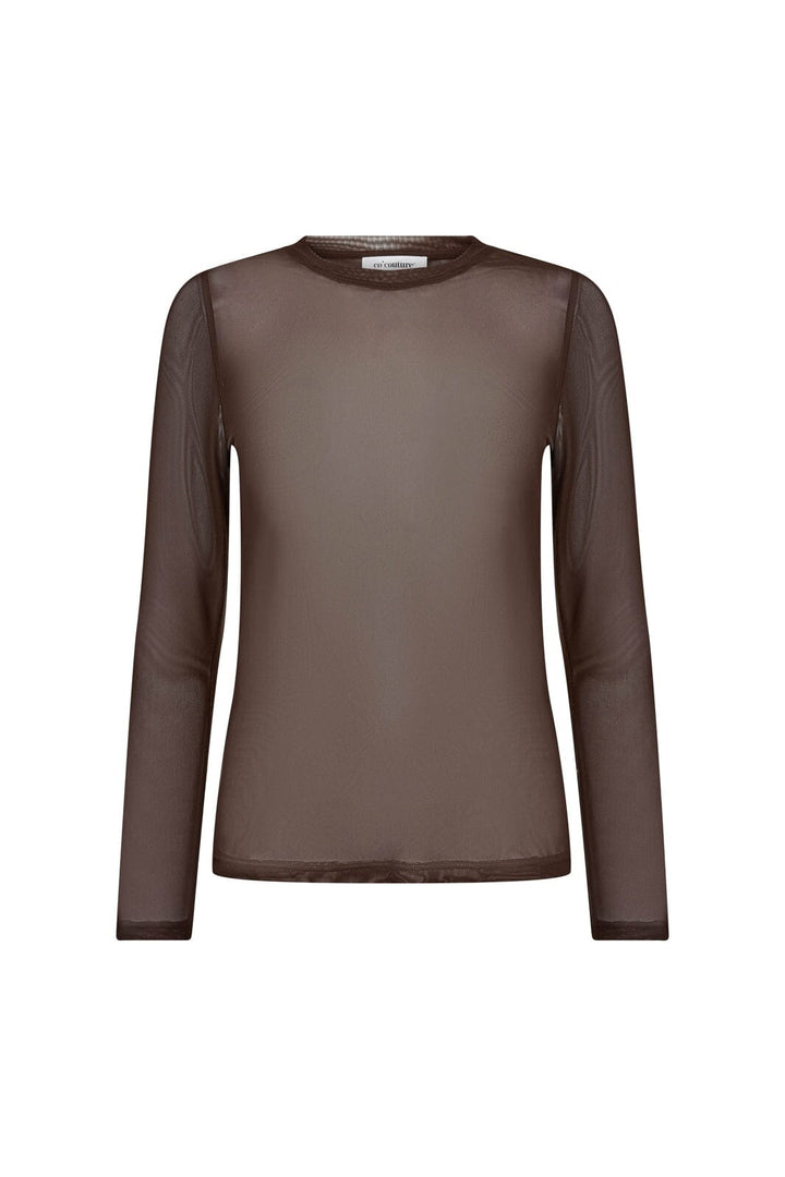 Co´Couture - 33201 Meshcc O-Neck Blouse 500806 - 20002 - Brown