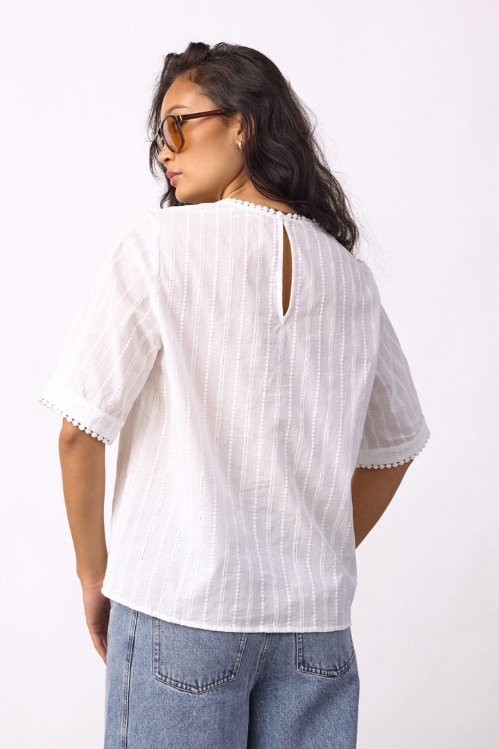 Co´Couture - Bessicc V-Blouse 500191 - 10002 - Off-White Bluser 