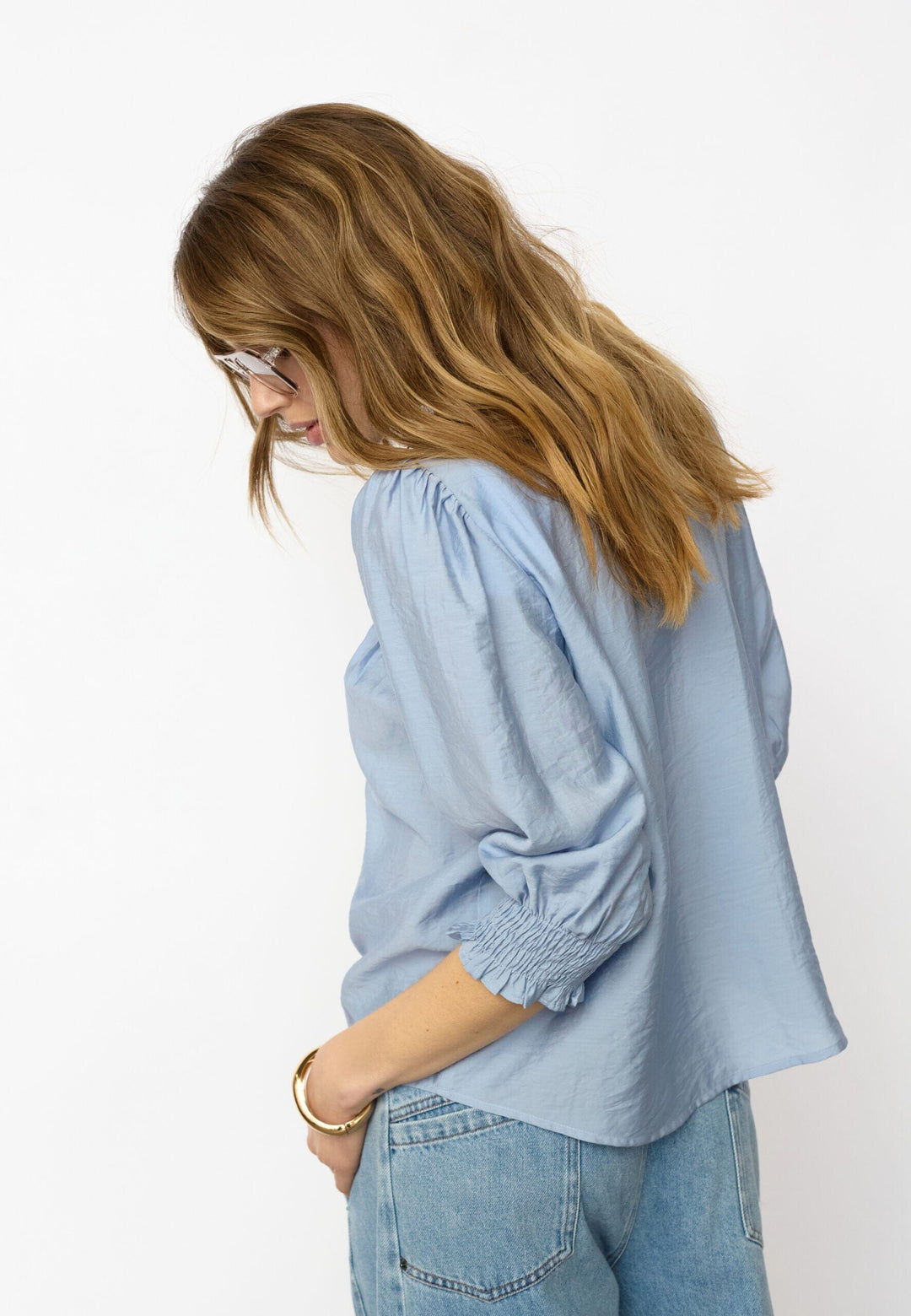 Co´Couture - Callumcc Lace Puff V-Shirt 45173 - 23 - Pale Blue Skjorter 