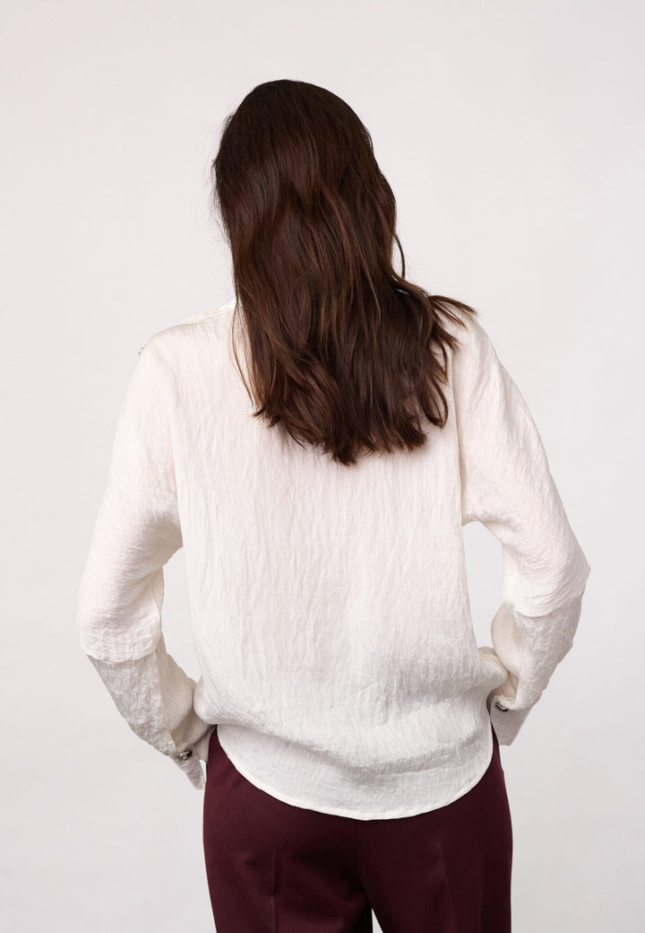 Co´Couture - Camellocc Asym Button Blouse 500433 - 10002 - Off-White Bluser 