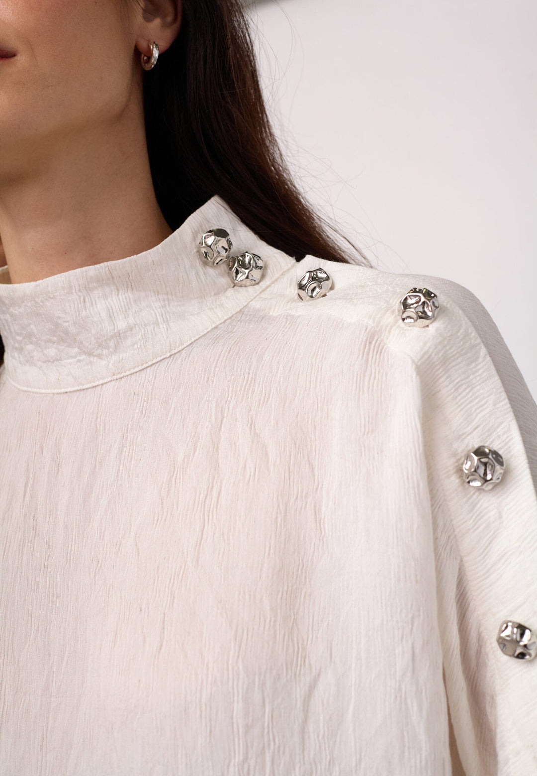 Co´Couture - Camellocc Asym Button Blouse 500433 - 10002 - Off-White Bluser 
