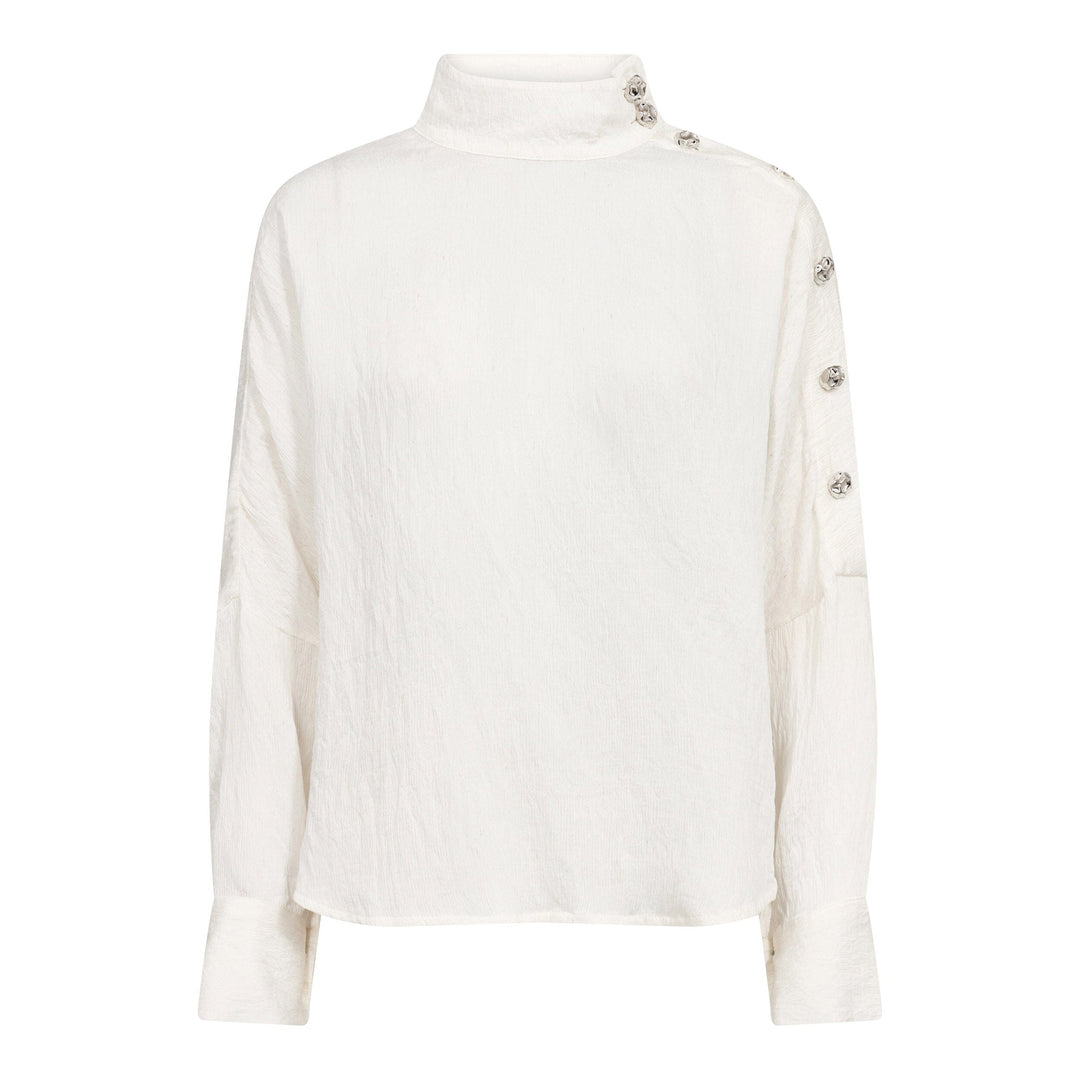 Co´Couture - Camellocc Asym Button Blouse 500433 - 10002 - Off-White Bluser 