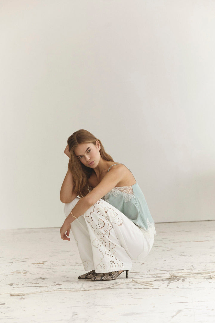 Co´Couture - Colettecc Embroidery Pant 40055 - 11 - Off White Bukser 