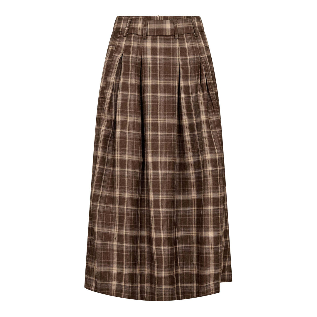Co´Couture - Dagnycc Anya Check Pleat Skirt 500071 - 20002 - Brown Nederdele 