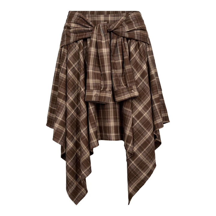 Co´Couture - Dagnycc Check Tie Skirt 500069 - 20002 - Brown Nederdele 
