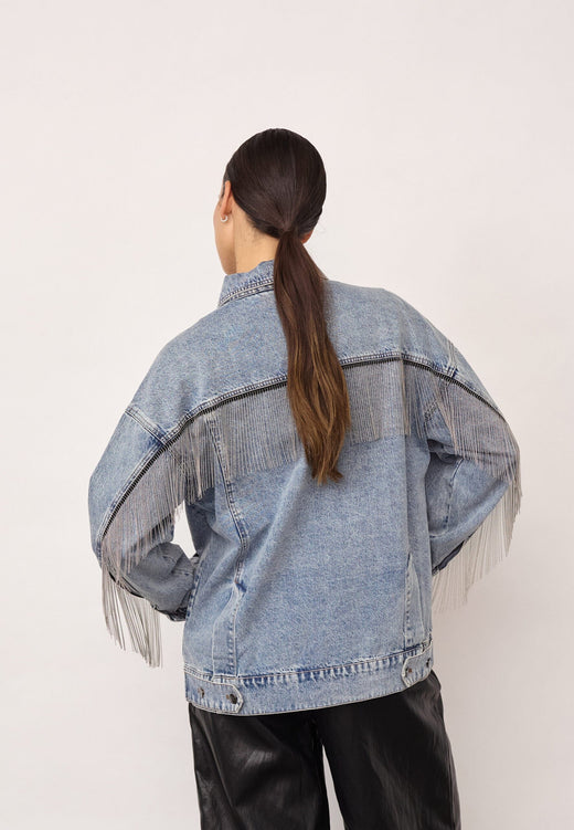 Co´Couture - Denicecc Denim Fringe Jacket 500114 - 45007 - Bleach Denim Jakker 