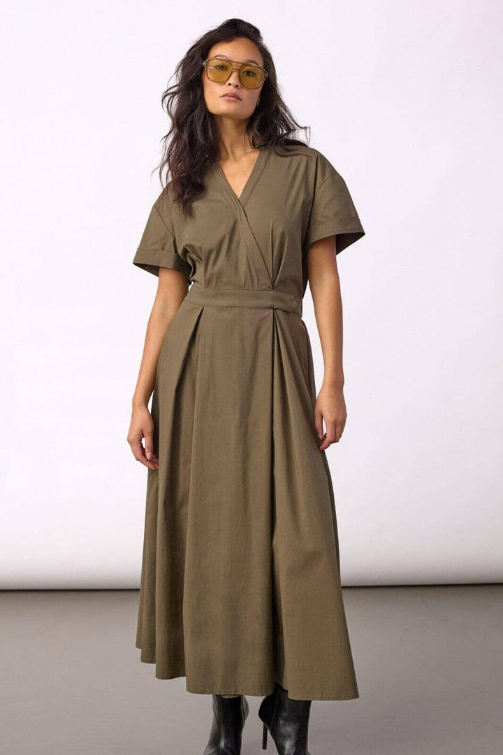 Co´Couture - Elaracc Ss Wrap Dress 500254 - 60009 - Olive Kjoler 