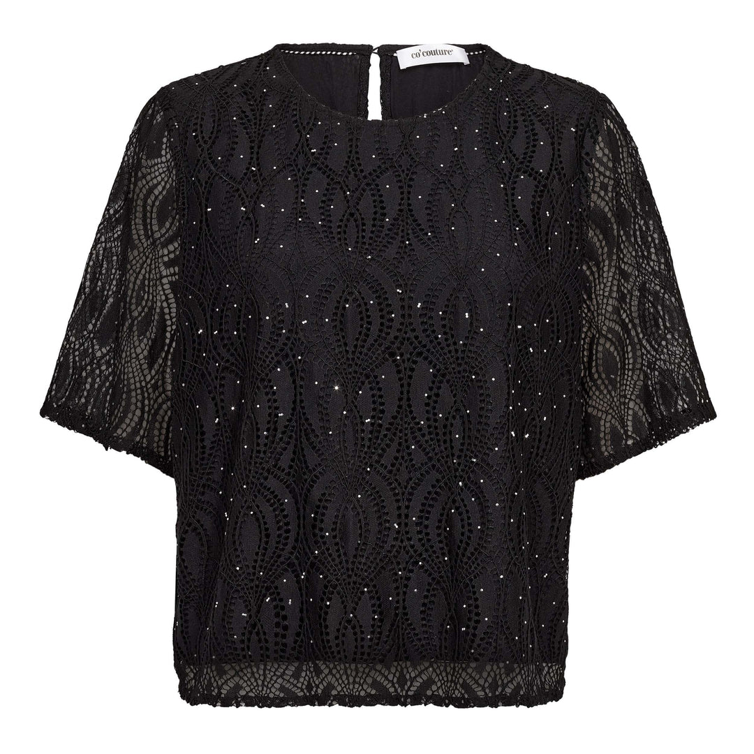 Co´Couture - Ericacc Stone Lace Ss Blouse 500446 - 65001 - Black Bluser 