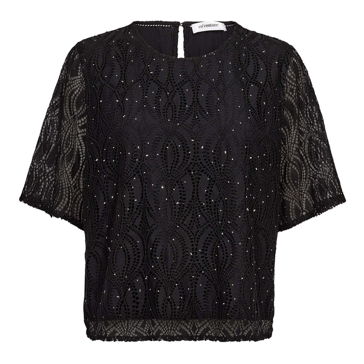 Co´Couture - Ericacc Stone Lace Ss Blouse 500446 - 65001 - Black Bluser 