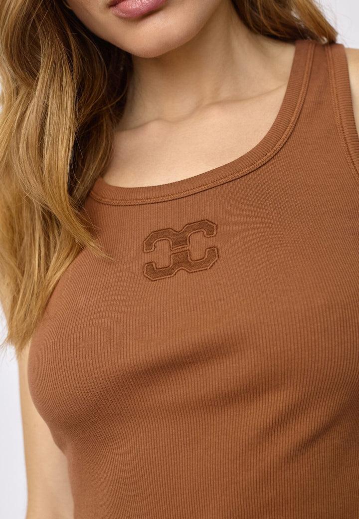Co´Couture - Grannycc Rib Solid Emb Tank 43009 - 35 - Suntan Toppe 
