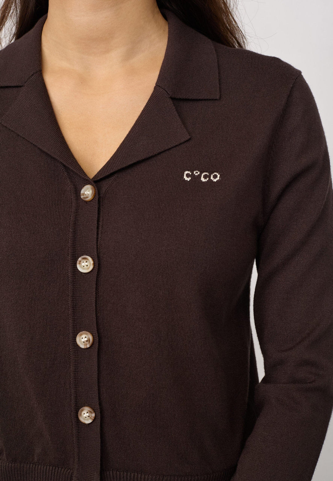 Co´Couture - Luecc Ls Cardigan 500215 - 20003 - Dark Brown Cardigans 