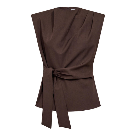 Co´Couture - Lunacc Pleat Top 500314 - 20003 - Dark Brown T-shirts 