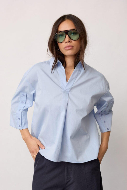 Co´Couture - Poppycc V-Blouse 500024 - 40004 - Pale Blue Bluser 