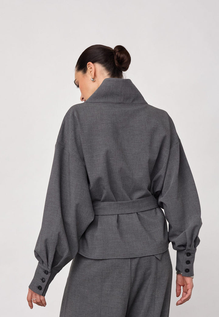 Co´Couture - Priscillacc Funnel Neck Blouse 500822 - 65003 - Mid Grey Bluser 
