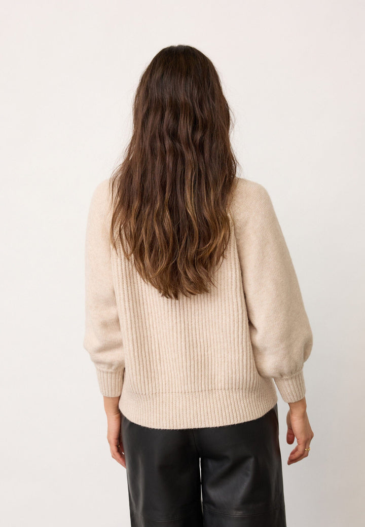 Co´Couture - Rowcc Puff Ss Rib Knit 500124 - 10003 - Creme Toppe 