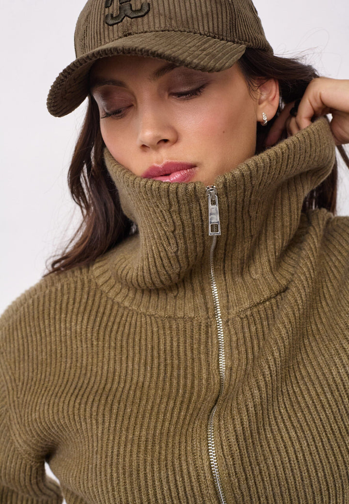 Co´Couture - Rowcc Zip Knit Cardigan 500027 - 60004 - Army Cardigans 