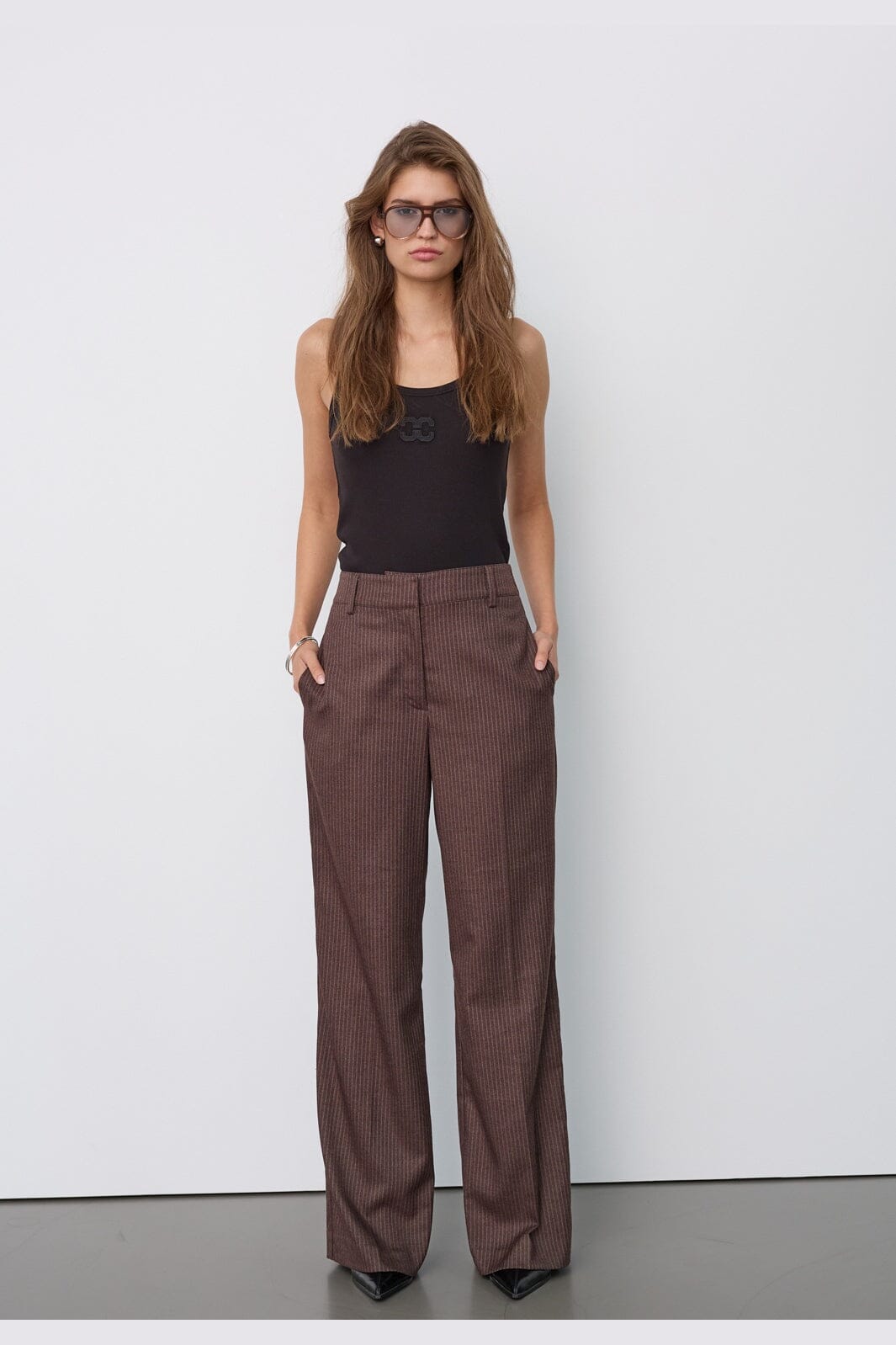 Co´Couture - Sinacc Pin Wide Pant 500493 - 20003 - Dark Brown