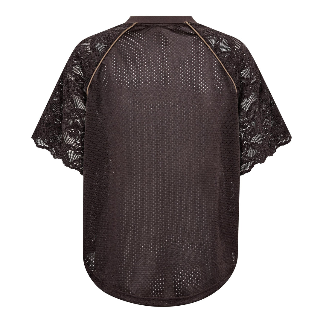 Co´Couture - Treycc Logo Lace Tee 500205 - 20003 - Dark Brown T-shirts 