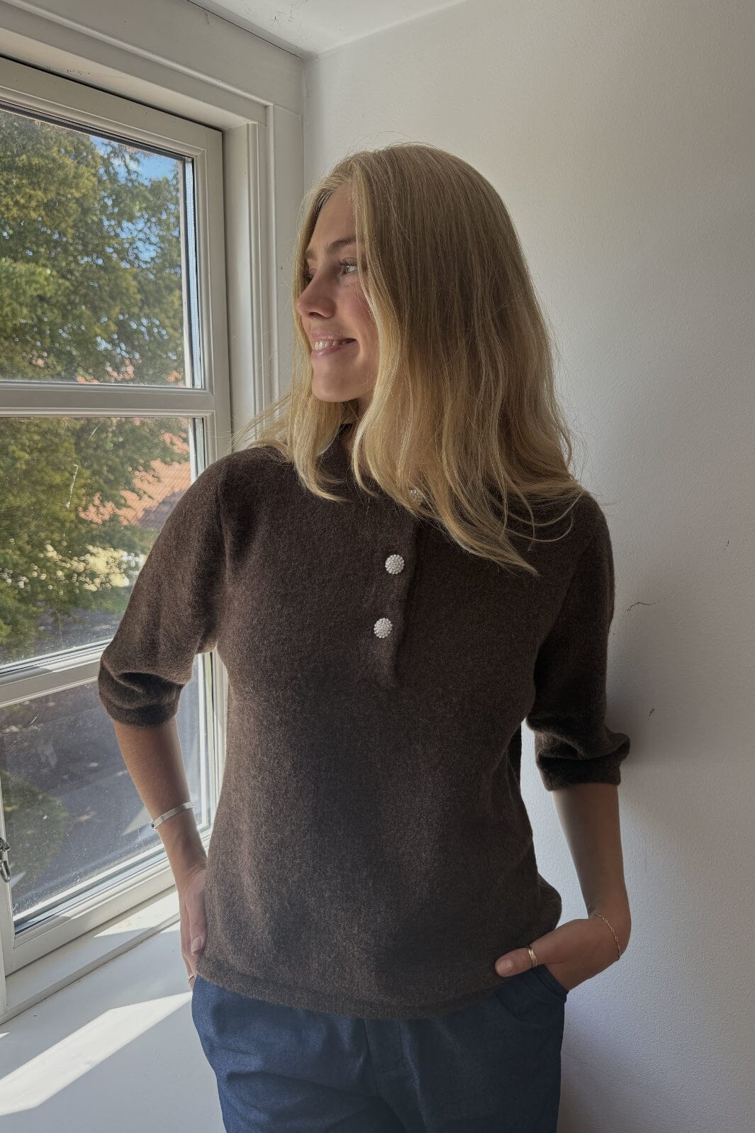 Continue - Naima Knit 14892 - 900 - Brown Strikbluser 