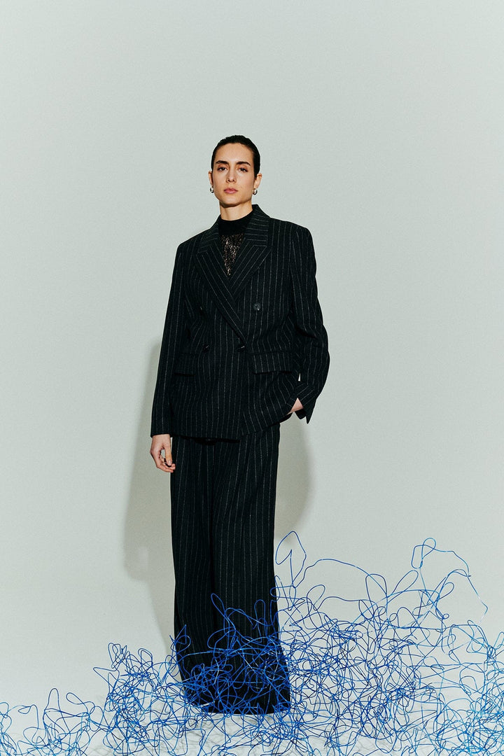 Copenhagen Muse - Cmcatharina-pants 211856 - 8618 Grey Pin, Mel W, Jet Stream Bukser 