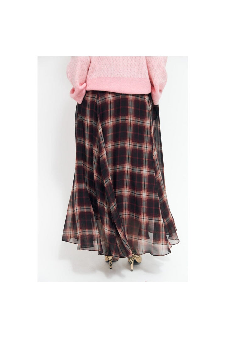 Cras - Odelle Skirt C772 - Bordeaux Check