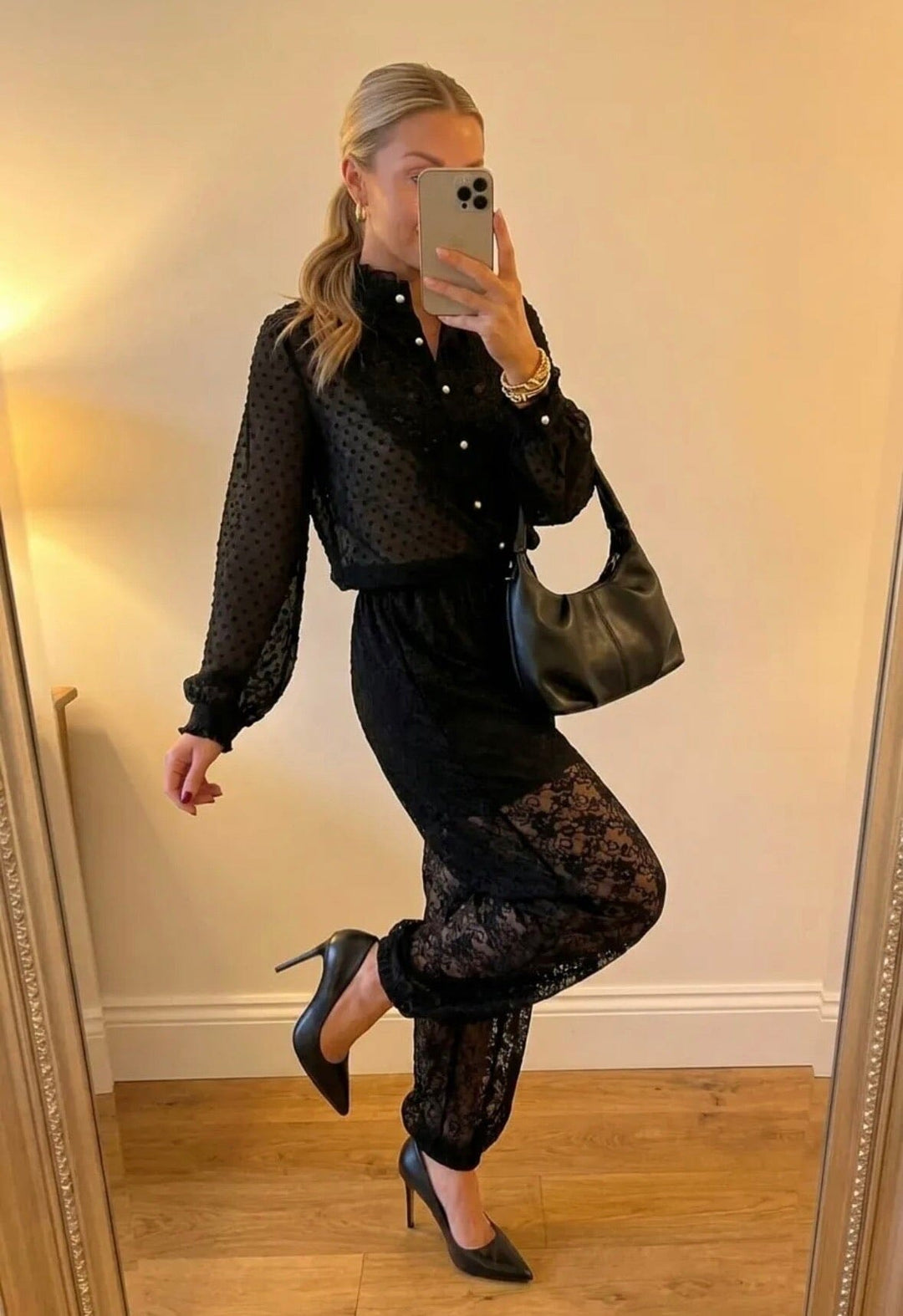 Dear Molly - Ballon Lace Pants 165142B - Black Bukser 