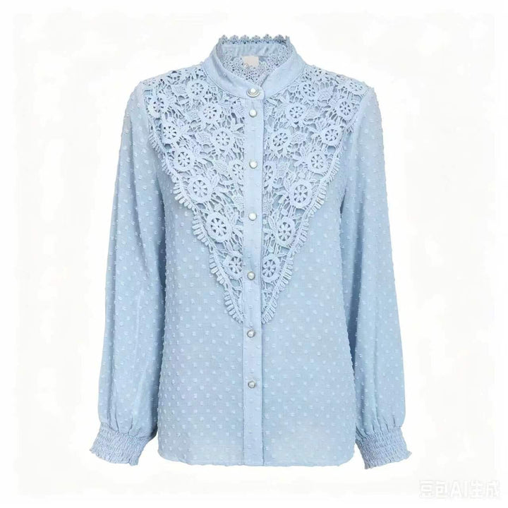 Dear Molly - Leah Lace Shirt 137099B - Blue Toppe 