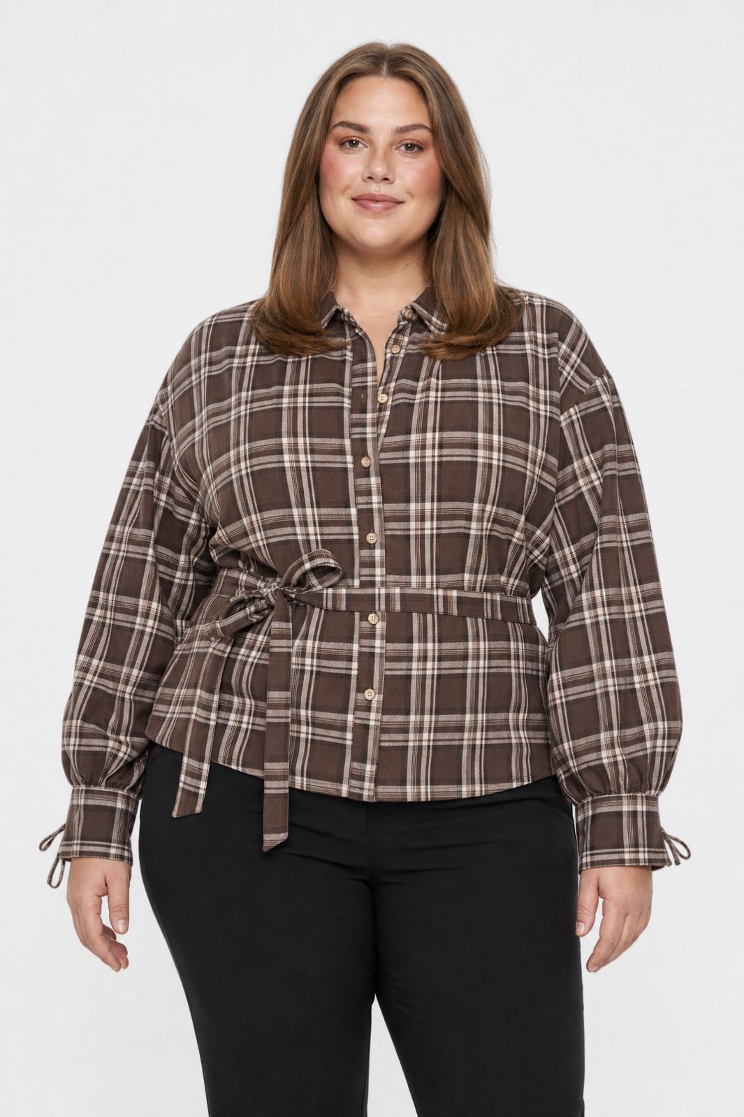 Dear Molly - Quilt Twist Skjorte Ch171499b - Brunt Ternet - XXL