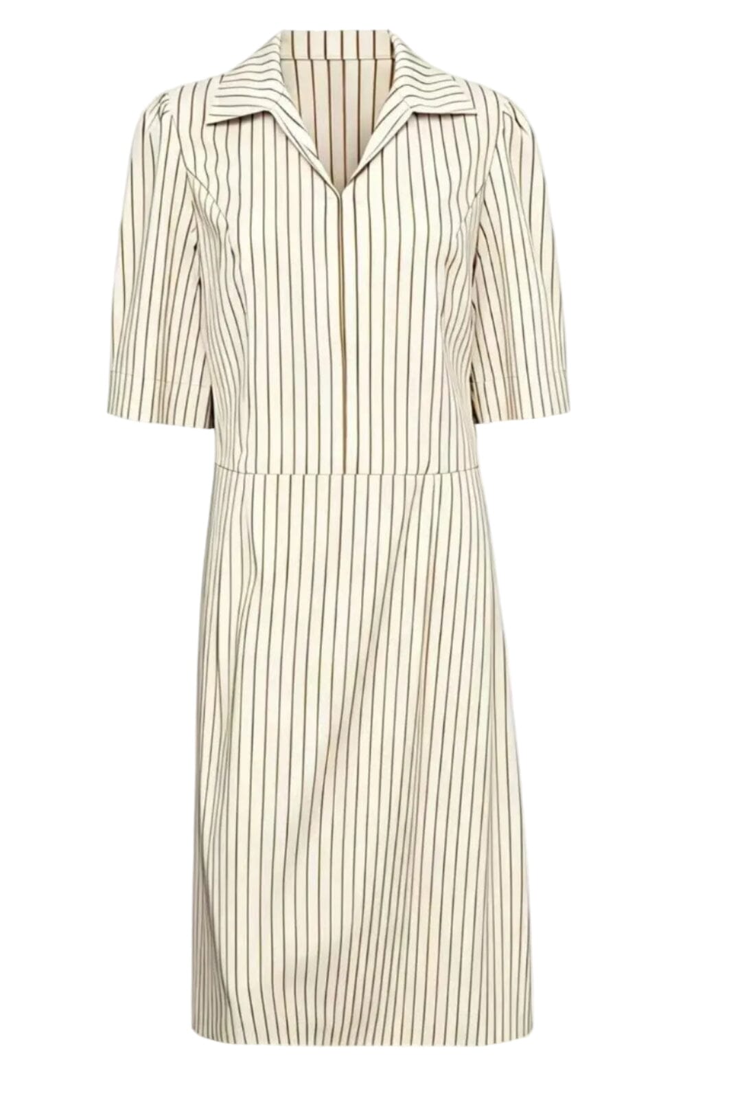 Dear Molly - Shirt Dress - White And Brown Stripe Kjoler 